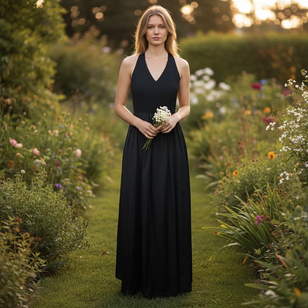 White‎ Vera Wang Ebony VW360214 Formal Dress T-Back Bow Detail